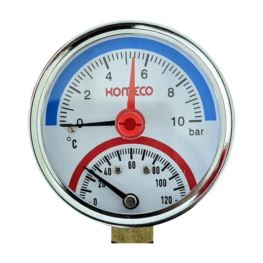 Manometro Analogico 1/2" Com Medidor De Temperatura - Komeco